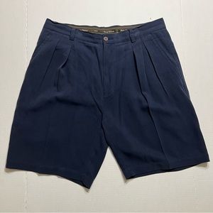 Tommy Bahama Shorts Mens 35 Navy Blue Silk Golf Golfer Golfing Casual